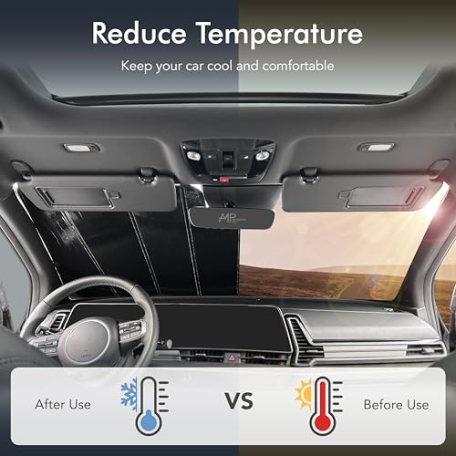 AutoMate Pro Custom Fit Windshield Foldable Sunshade for Nissan Quest Minivan, 2017 2016 2015 2014 2013 2012 2011, Compact Block UV Rays Protector Lightweight Flexible Rigid Accessories (Made in USA)