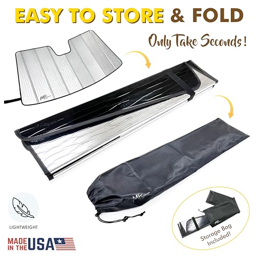 AutoMate Pro Custom Fit Windshield Foldable Sunshade for Nissan Quest Minivan, 2017 2016 2015 2014 2013 2012 2011, Compact Block UV Rays Protector Lightweight Flexible Rigid Accessories (Made in USA)