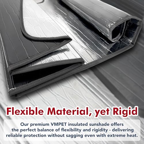 Custom Fit Windshield Foldable Lightweight Sunshade for 2007-2017 Jeep Wrangler SUV (NO Sensor/NO Rearview Mirror on Windshield)- Made in USA