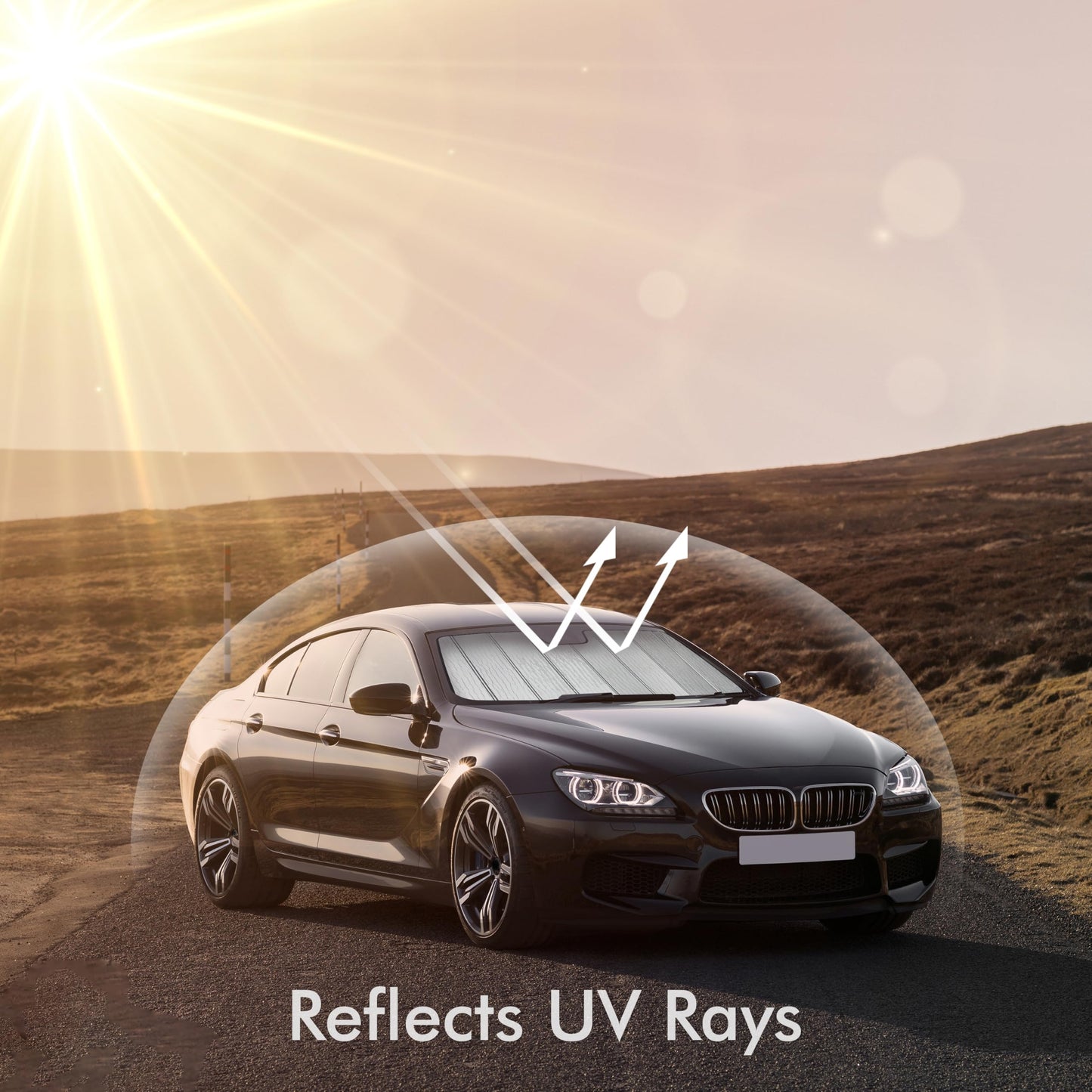 AutoMate Pro Custom Fit Windshield Foldable Sunshade for Mercedes Benz GLC-Class Coupe (Not for SUV), 2025 2024, Compact Block UV Rays Protector Lightweight Flexible Rigid Accessories (Made in USA)