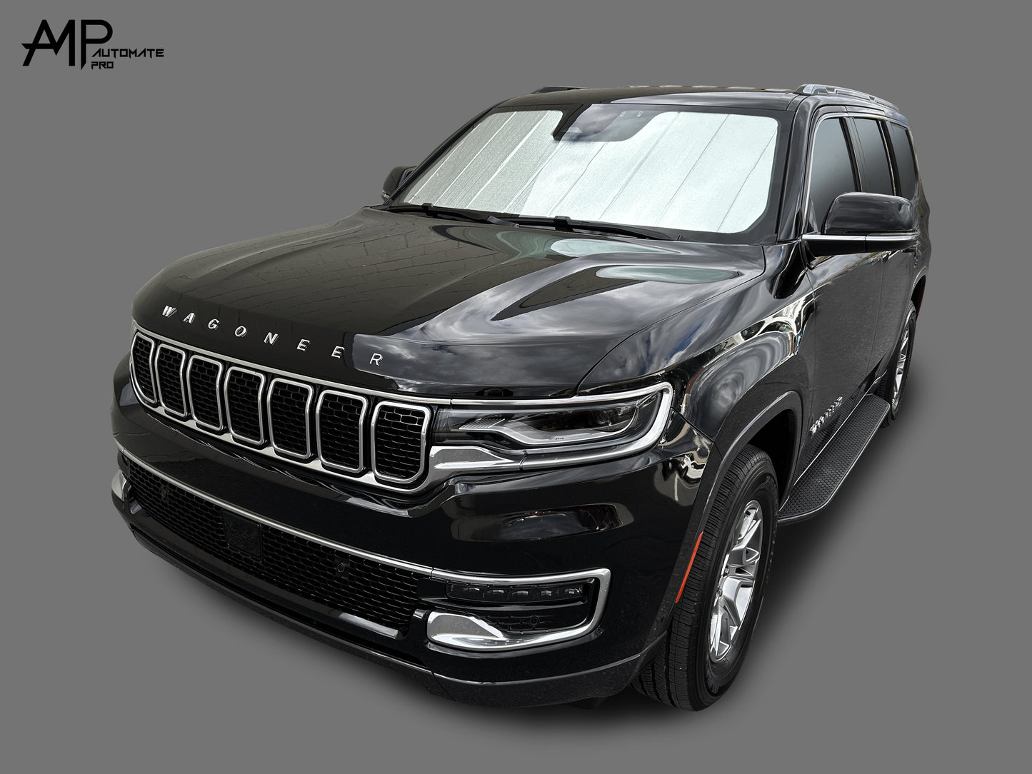 AutoMate Pro Foldable Windshield Sunshade For 2022 Jeep Wagoneer SUV - Custom Fit, UV Protection, Dual Sided